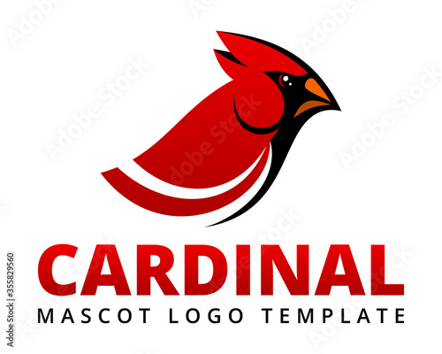 Cardinal bird mascot, vector logo template.