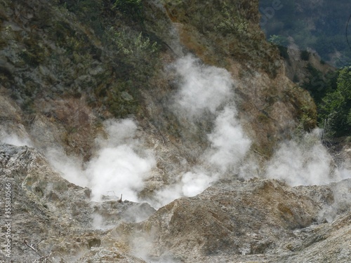 Drive-thru volcano at the Sulphur Springs in St Lucia, Caribbean Islands
