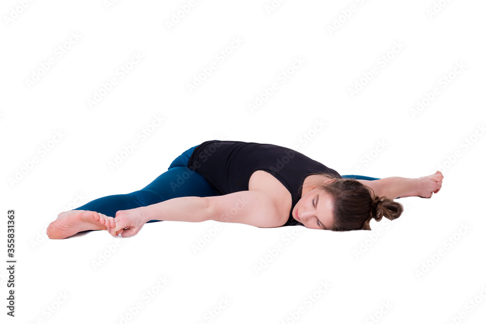 Young woman exercising (fitness, yoga, gymnastics) isoleted on white background Young woman exercising (fitness, yoga, gymnastics) isoleted on white background