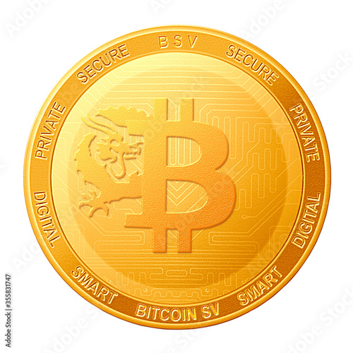 Bitcoin SV coin isolated on white background; Bitcoin SV BSV cryptocurrency