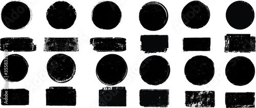 Grunge post Stamps Collection, Circles. Banners, Insignias , Logos, Icons, Labels and Badges Set . vector distress textures.blank shapes.