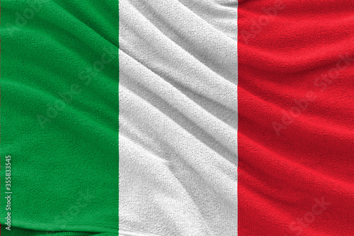 Fabric wavy texture national flag of Italy.