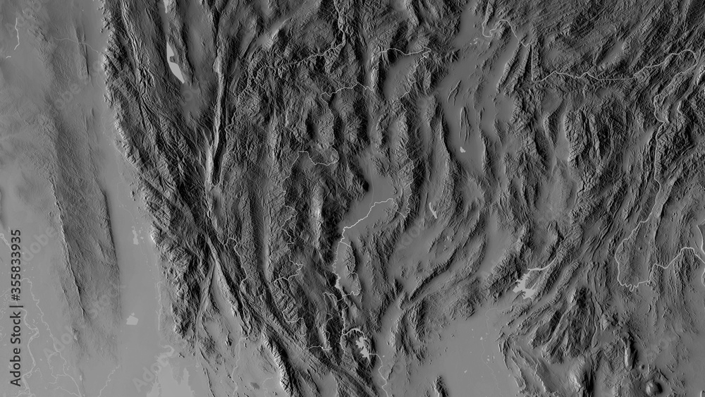 Fototapeta premium Chiang Mai, Thailand - outlined. Grayscale