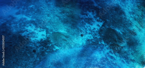 Seascape at the day time as a panoramic background. Water as a abstract background. Blue water from top view. Sea and beach. Bali, Indonesia. Travel - image