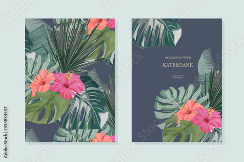 Floral set. Wedding Invitation, save the date, rsvp, invite card. Vector illustration. Celebration template