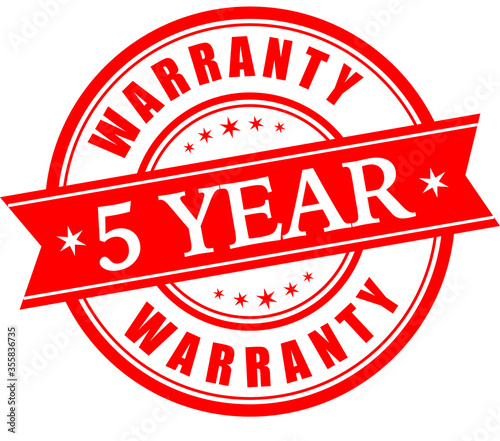 5 Year  warranty stamp vector logo images, Warranty vector stock photos, Warranty vector illustration of logo