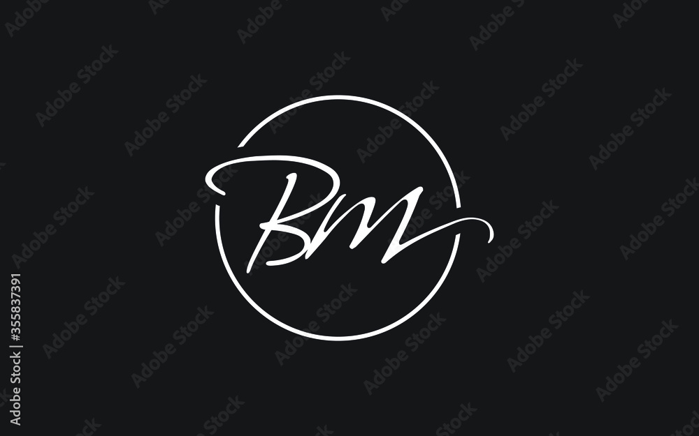 bm or mb Cursive Letter Initial Logo Design, Vector Template