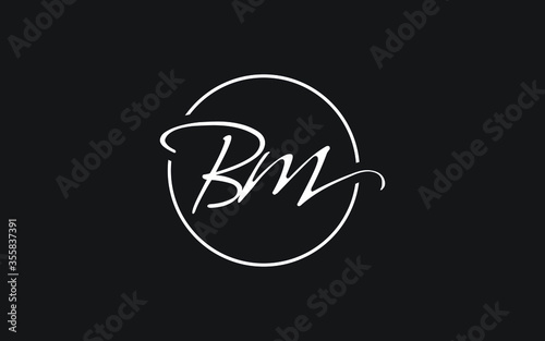 bm or mb Cursive Letter Initial Logo Design, Vector Template
