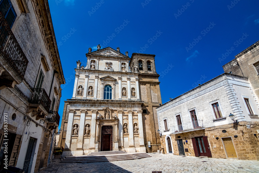 The old church of St. Anna, Mesagne. Puglia, Italy under the clear blue sky of a sunny summer day, travel photography, street view