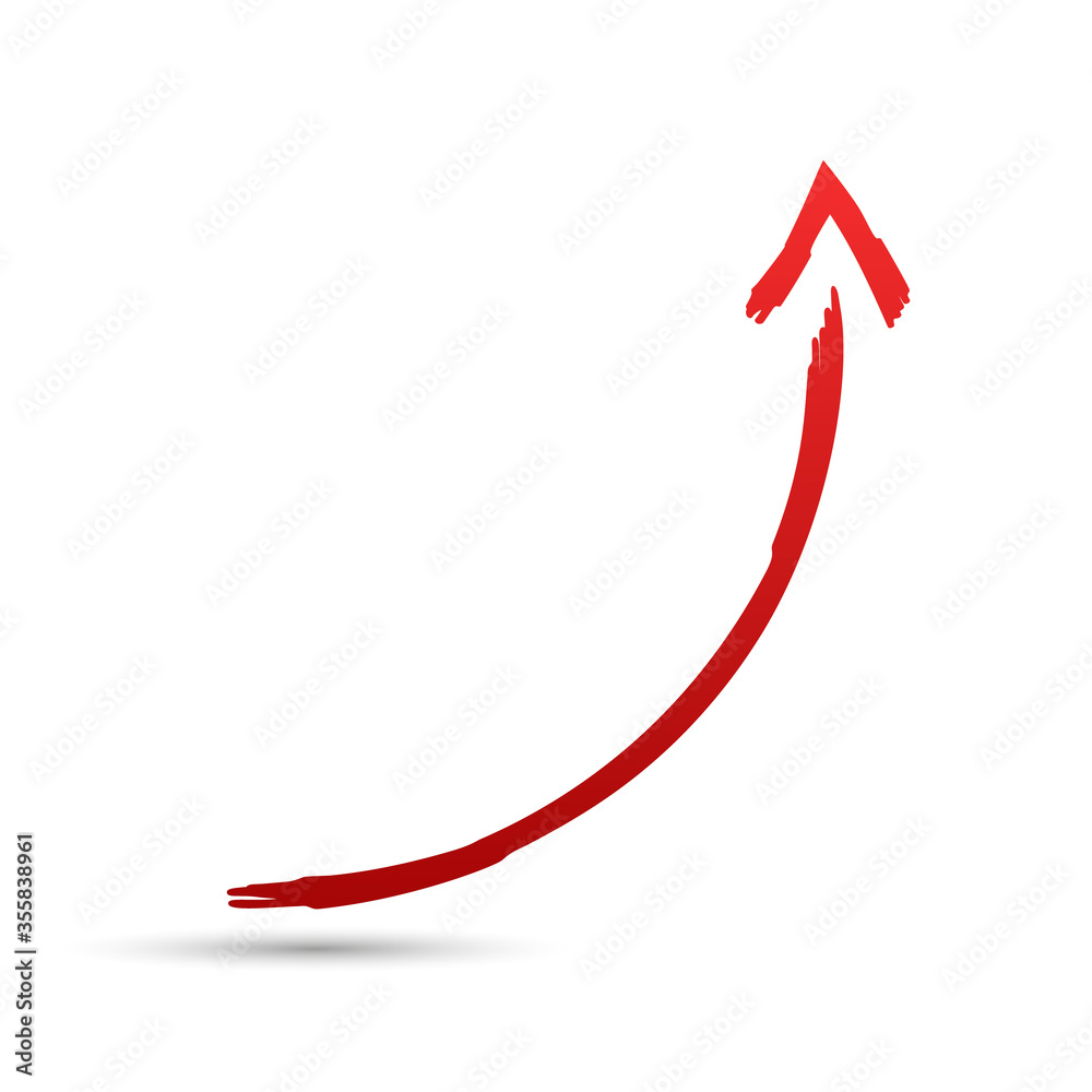 Red curved arrow sign, symbol and icon for business or website button decoration in isolated light background. Vector illustration Red curved arrow sign, symbol and icon for business or website button decoration in isolated light background. Vector illustration