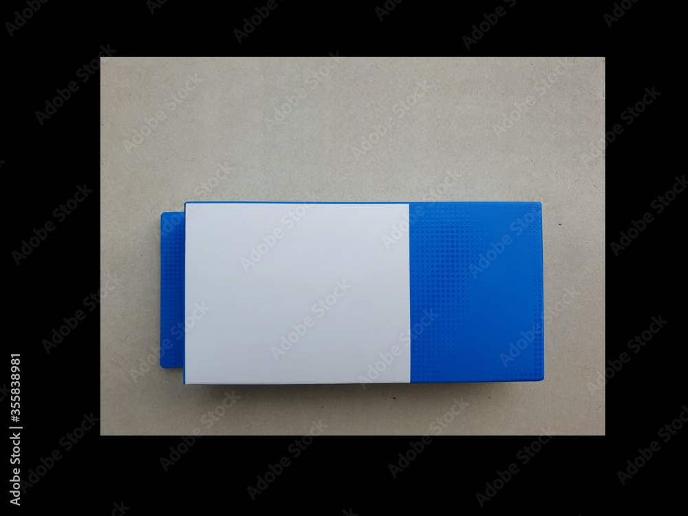 Blue and white paper box