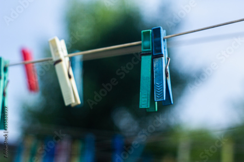 Closeup on color clothespin