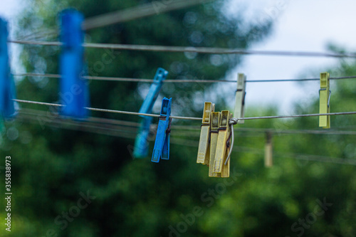clothes peg on a clothesline