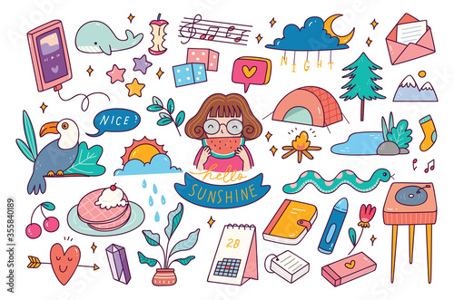 Set of hand drawn doodle, can be use for sticker, fashion patch and other creative purpose