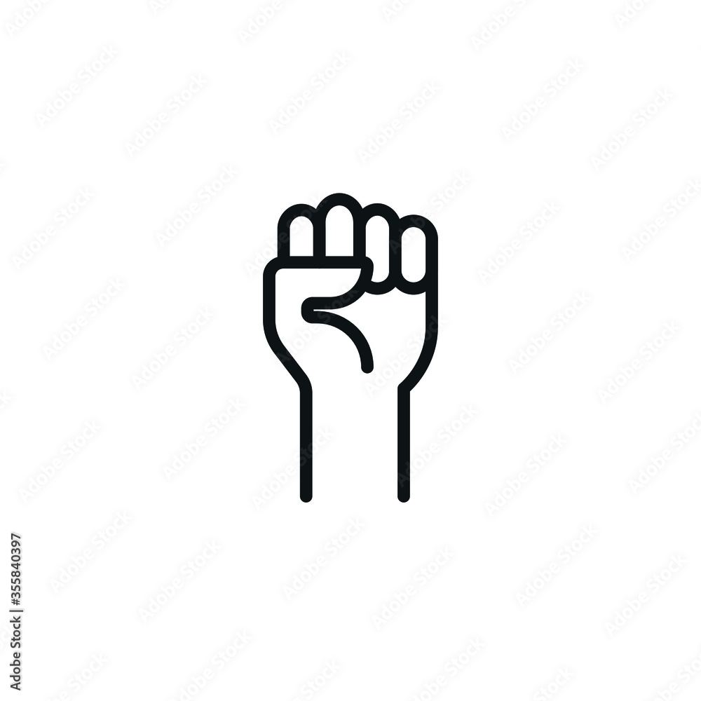Raised Hand with clenched fist - Vector of Protest - Icon Raised Hand with clenched fist - Vector of Protest - Icon