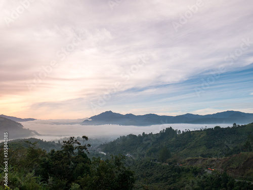Lake Covered with Cloud View from High Hill. Location in Lake Lut Tawar Takengon, Aceh, Indonesia © fandistico