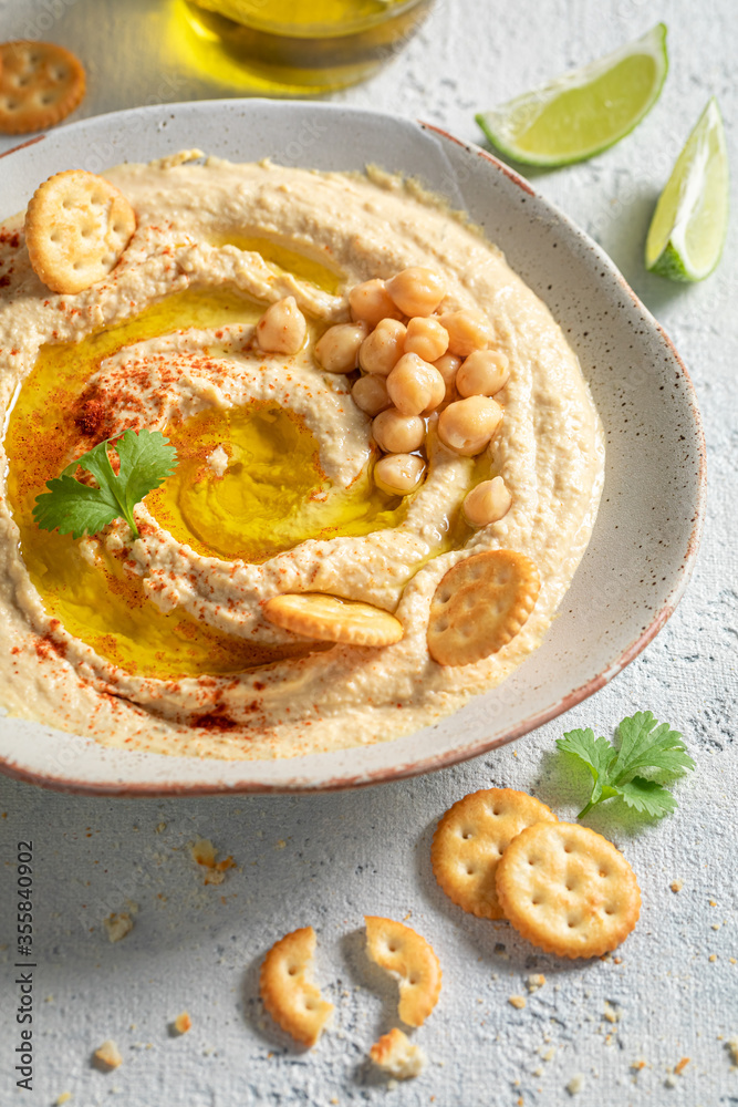 Yummy hummus as a healthy and tasty snack