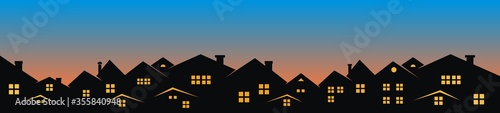 Cityscape,sunset or sunrise, vector illustration