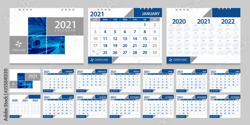 Calendar 2021, calendar 2022, 2020 week start Sunday corporate design template vector.
