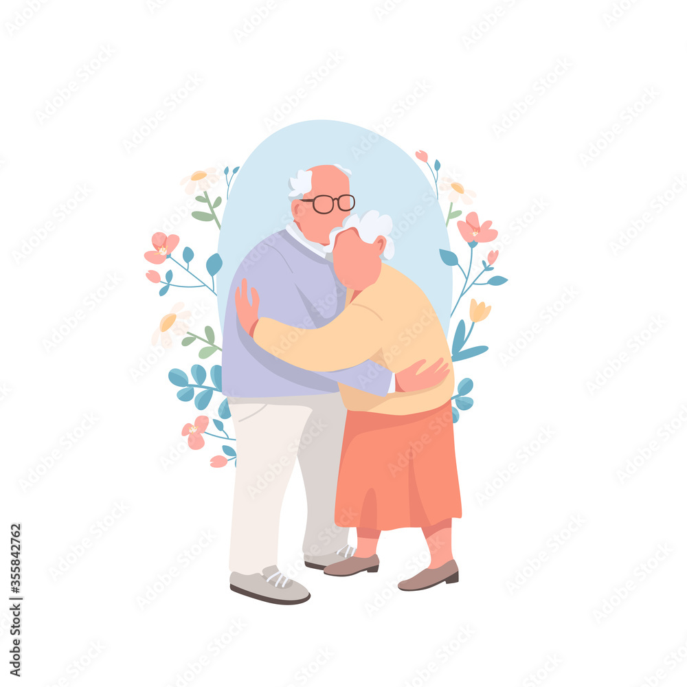 Senior couple flat concept vector illustration