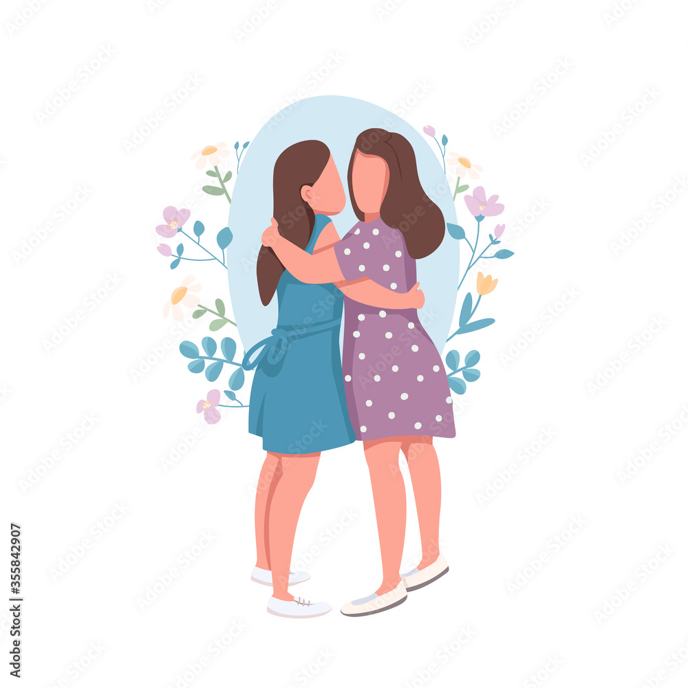Fototapeta premium Lesbian couple flat concept vector illustration