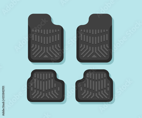 Car mats. Car floor carpet icon. Flat vector illustration.