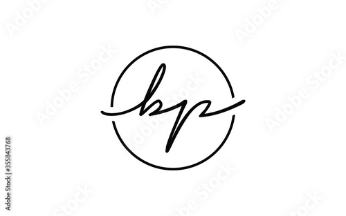 bp or pb Cursive Letter Initial Logo Design, Vector Template