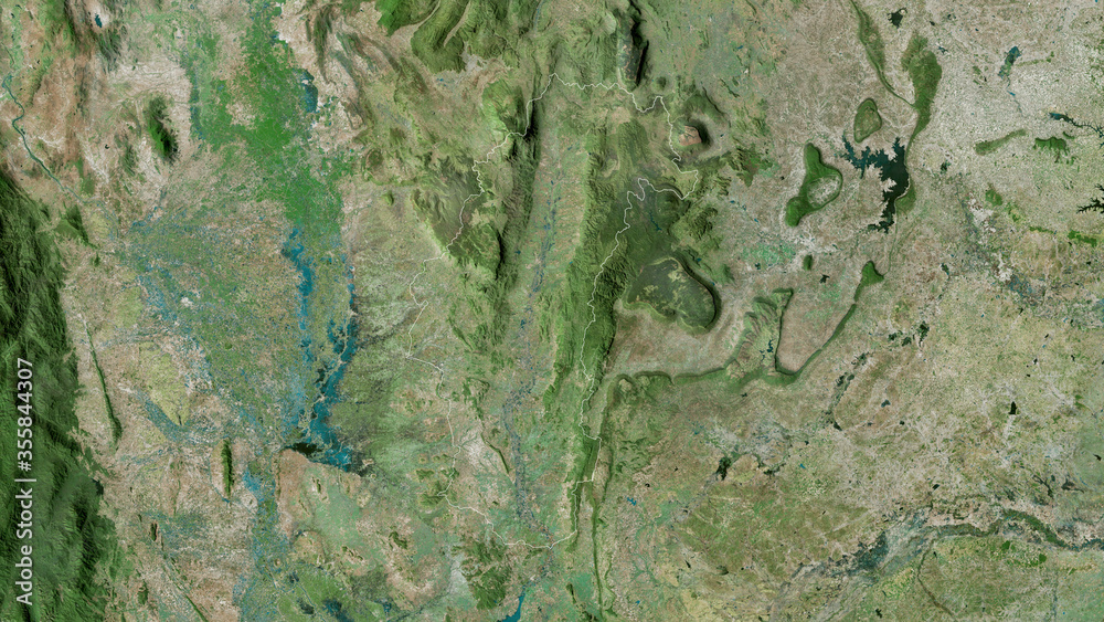 Phetchabun, Thailand - outlined. Satellite