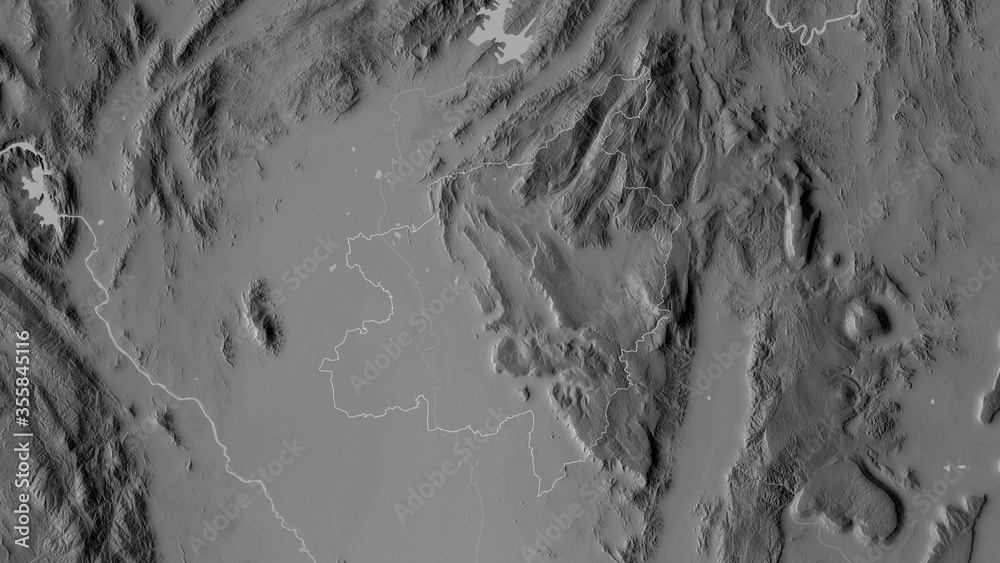Fototapeta premium Phitsanulok, Thailand - outlined. Grayscale