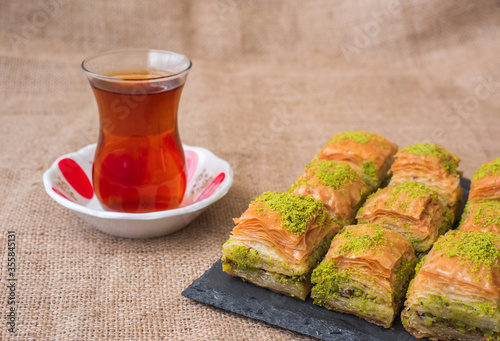 Photography Turkish sweet baklava on plate.