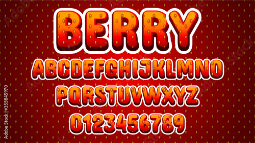 Strawberry alphabet vector font