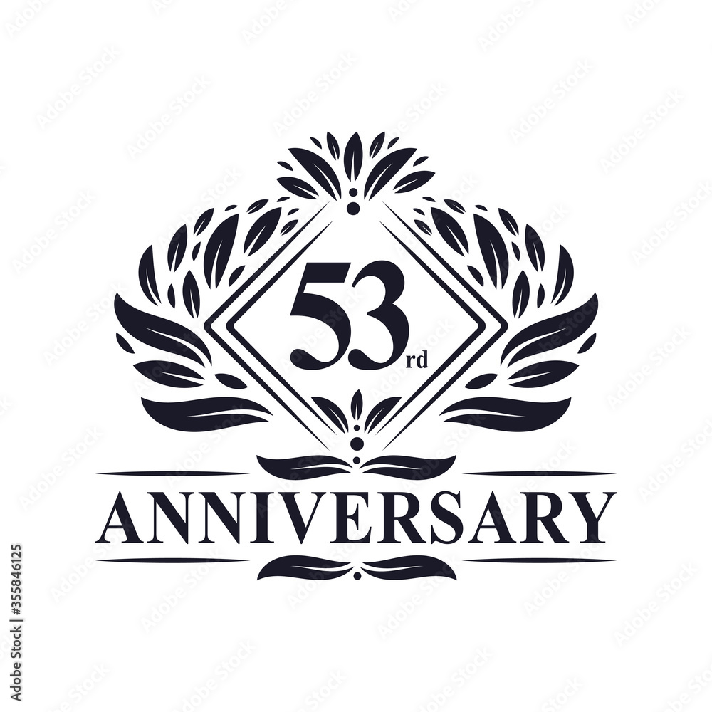 53 years Anniversary Logo, Luxury floral 53rd anniversary logo. 53 years Anniversary Logo, Luxury floral 53rd anniversary logo.