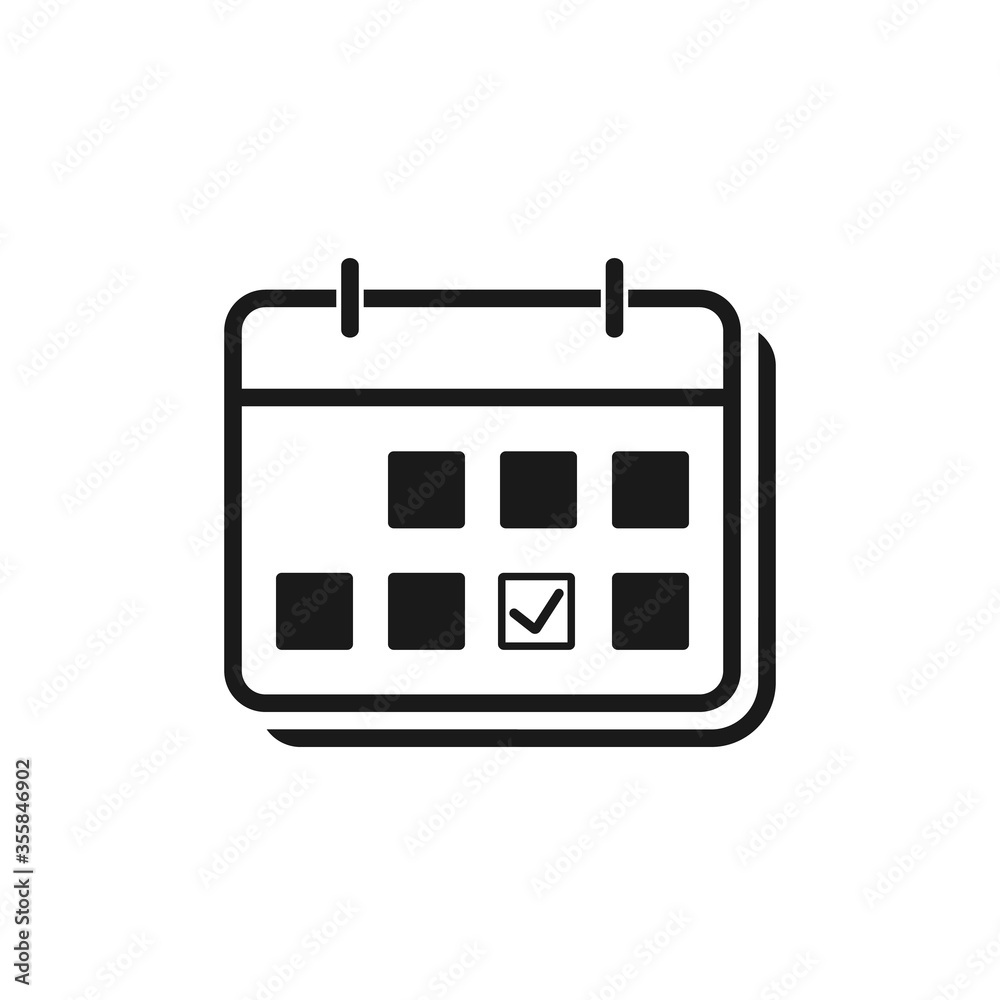 Marks calendar icon, Calendar with check mark vector outline icon Marks calendar icon, Calendar with check mark vector outline icon