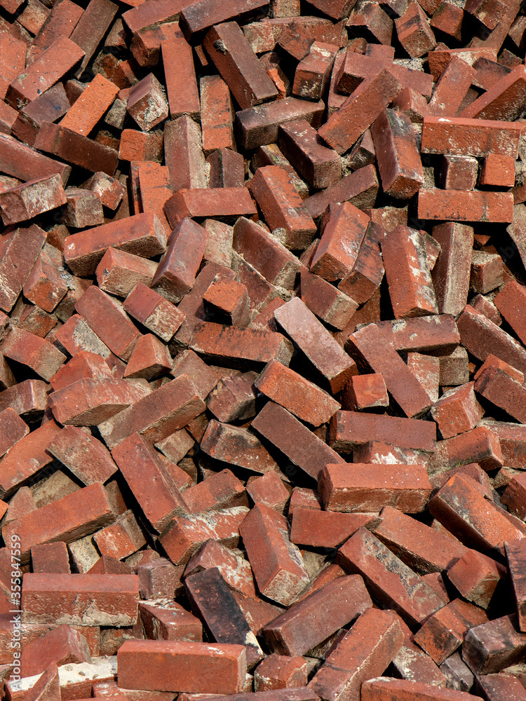 Pile of Orange bricks for road use Pile of Orange bricks for road use