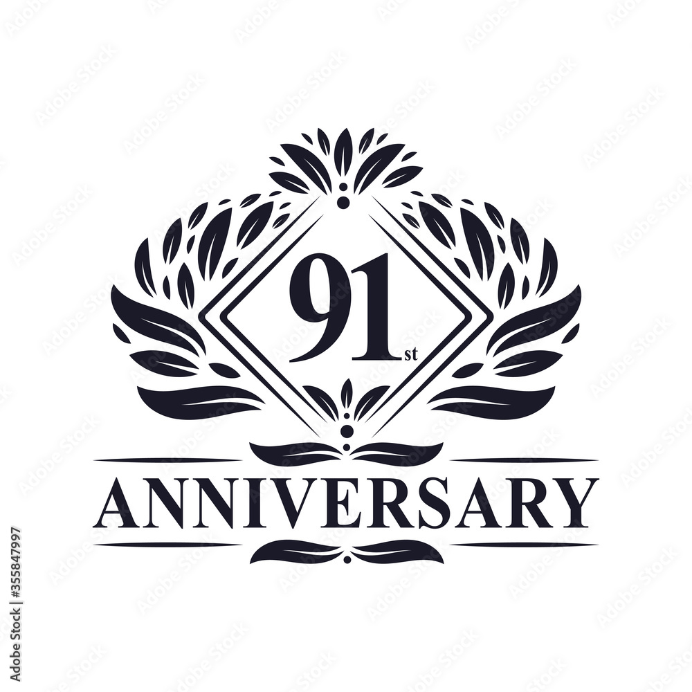 91 years Anniversary Logo, Luxury floral 91st anniversary logo. 91 years Anniversary Logo, Luxury floral 91st anniversary logo.