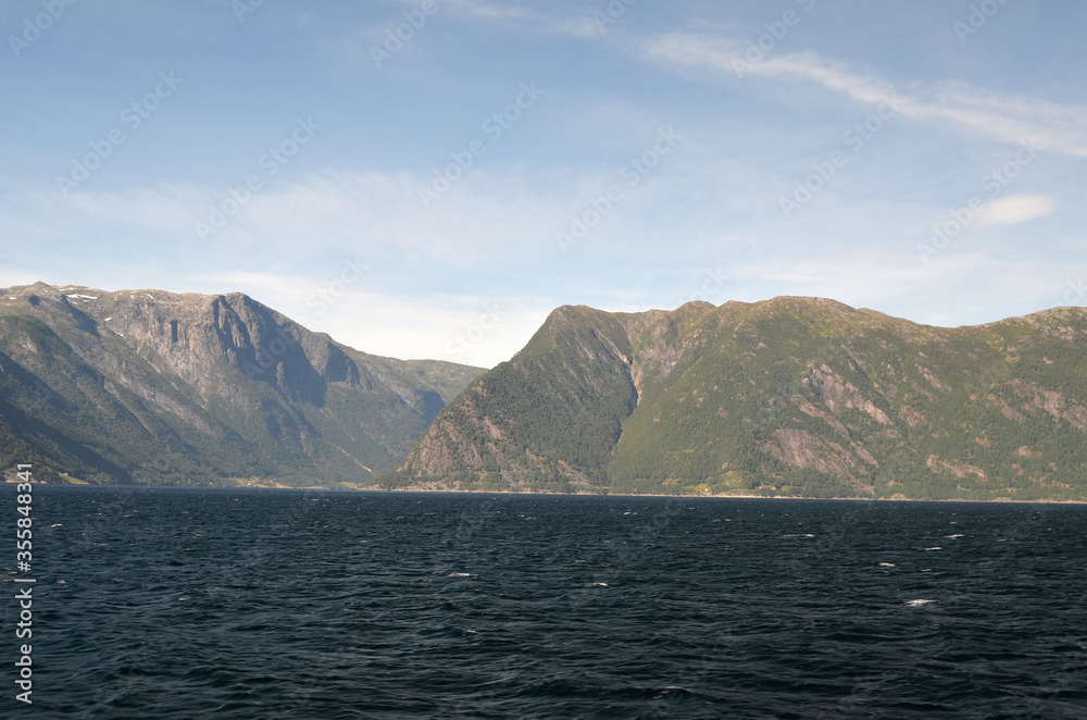 Sognefjord, Norway, Scandinavia. View from the board of Flam - Bergen ferry.