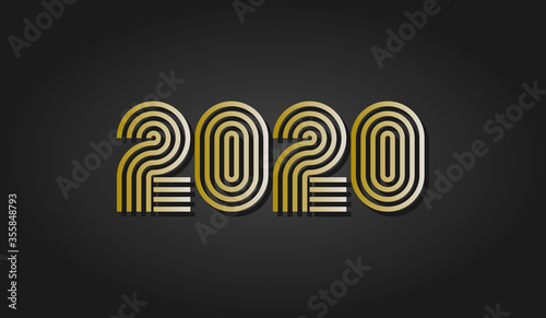 2020 New Year with gold numbers on a black background.