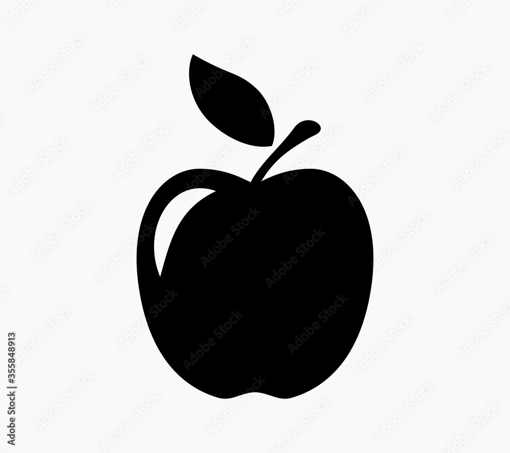 Apples icon with black leaves on a gray background. Vector illustration. Apples icon with black leaves on a gray background. Vector illustration.