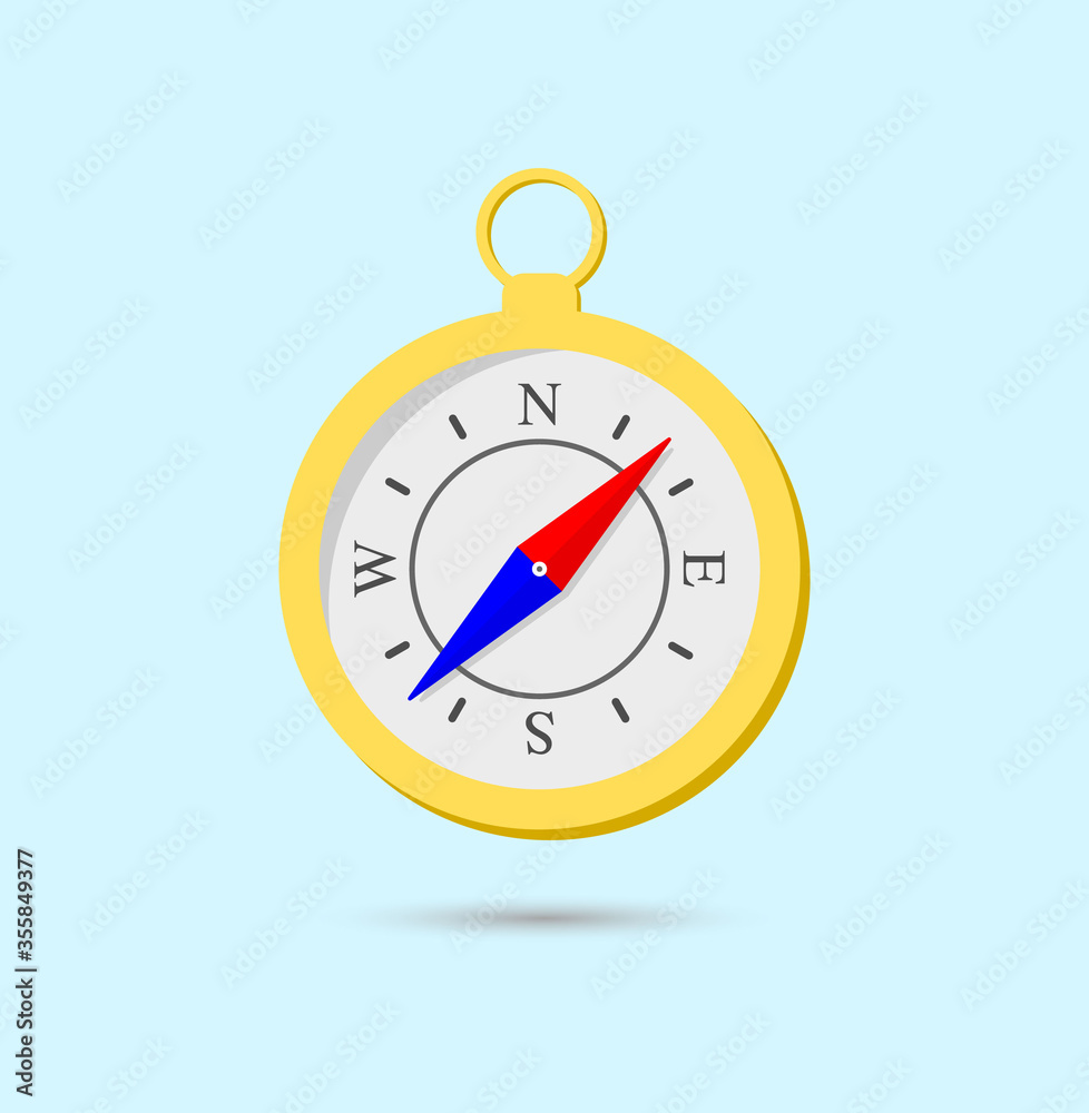 Vector illustration of a compass on a light background. Vector illustration of a compass on a light background.