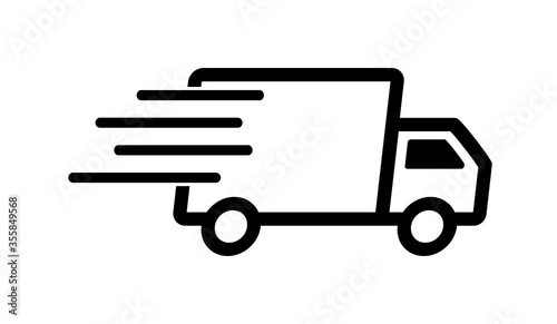 Icon trucks fast shipping  from a black lines on a white background for websites or app.