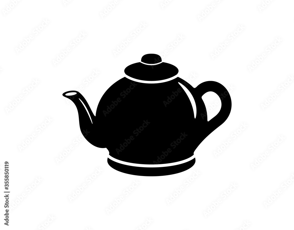 Vector icon of kettle in black on a white background. Vector icon of kettle in black on a white background.