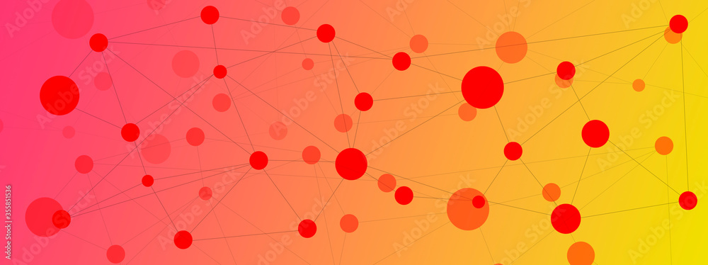 Red abstract social network connection banner background concept