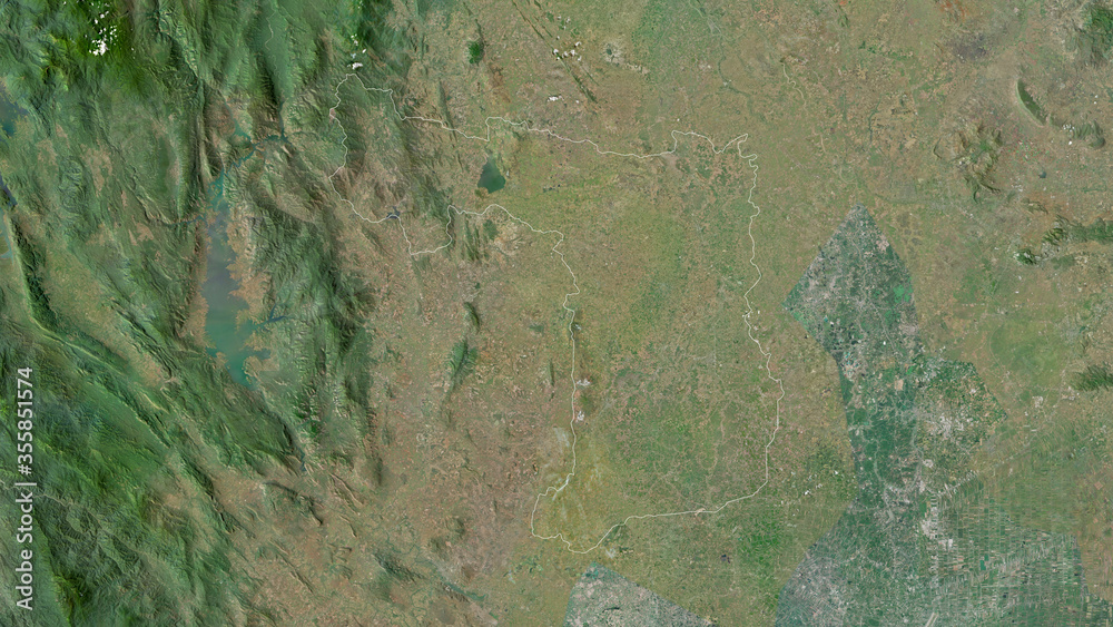 Suphan Buri, Thailand - outlined. Satellite