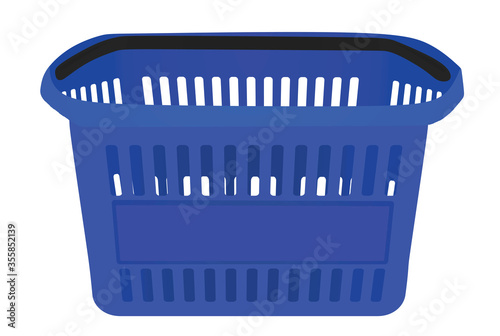 Blue supermarket basket. vector illustration