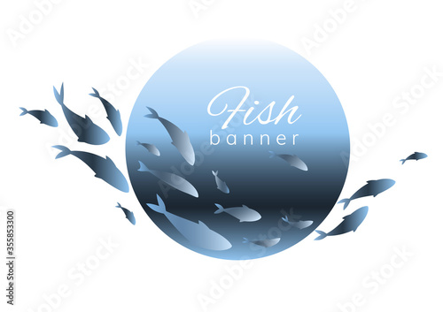 Blue fish logo design templat for fish merchant or seafood restaurant.