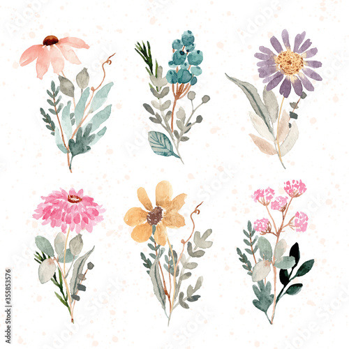 beautiful floral bouquet watercolor collection