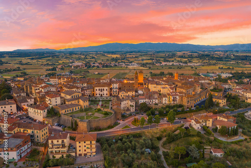 Monte San Savino town in Tuscany after sunset