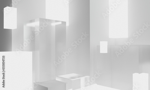 3d rendering illustration of background abstract pedestal board, art display mockup product decoration wallpaper