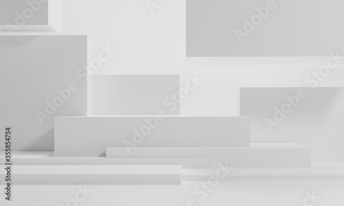 Fototapeta Naklejka Na Ścianę i Meble -  3d rendering illustration of background abstract pedestal board, art display mockup product decoration wallpaper