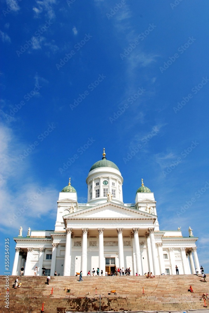 Helsinki Cathedral with bright blue sky